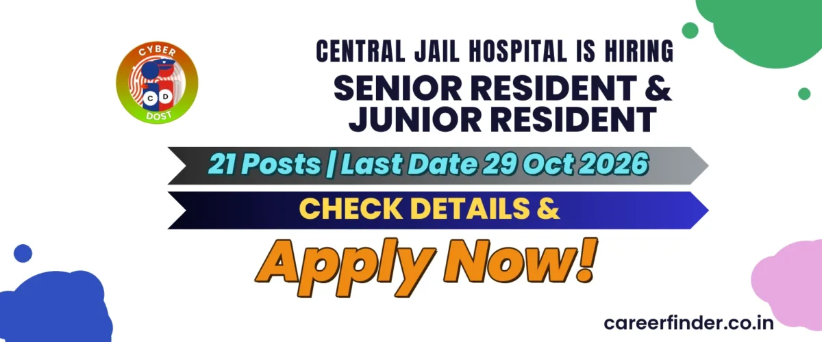 Central Jail Hospital Senior Resident & Junior Resident Recruitment 2026 | 21 Posts | Apply Now