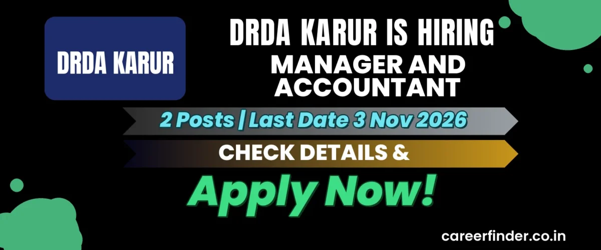 DRDA Karur Manager and Accountant Recruitment 2026 | 2 Posts | Apply Now