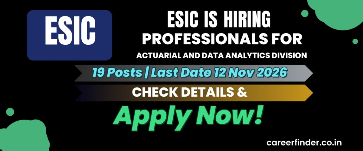 ESIC Professionals for Actuarial and Data Analytics Division Recruitment 2026 | 19 Posts | Apply Now