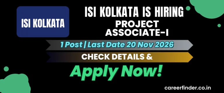 ISI Kolkata Project Associate-I Recruitment 2026 | 1 Post | Apply Now