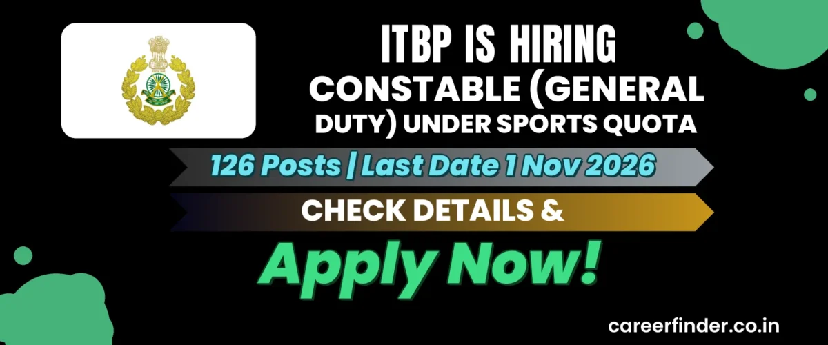 ITBP Constable (General Duty) under Sports Quota Recruitment 2026 | 126 Posts | Apply Now