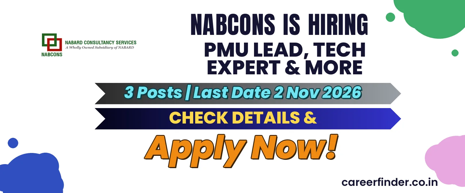 NABCONS PMU Lead, Tech Expert & More Recruitment 2026 | 3 Posts | Apply Now
