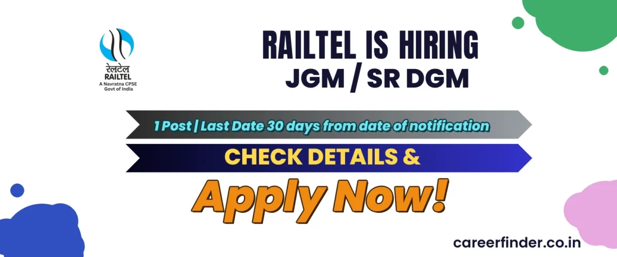 RailTel JGM / SR DGM Recruitment 2026 | 1 Post | Apply Now