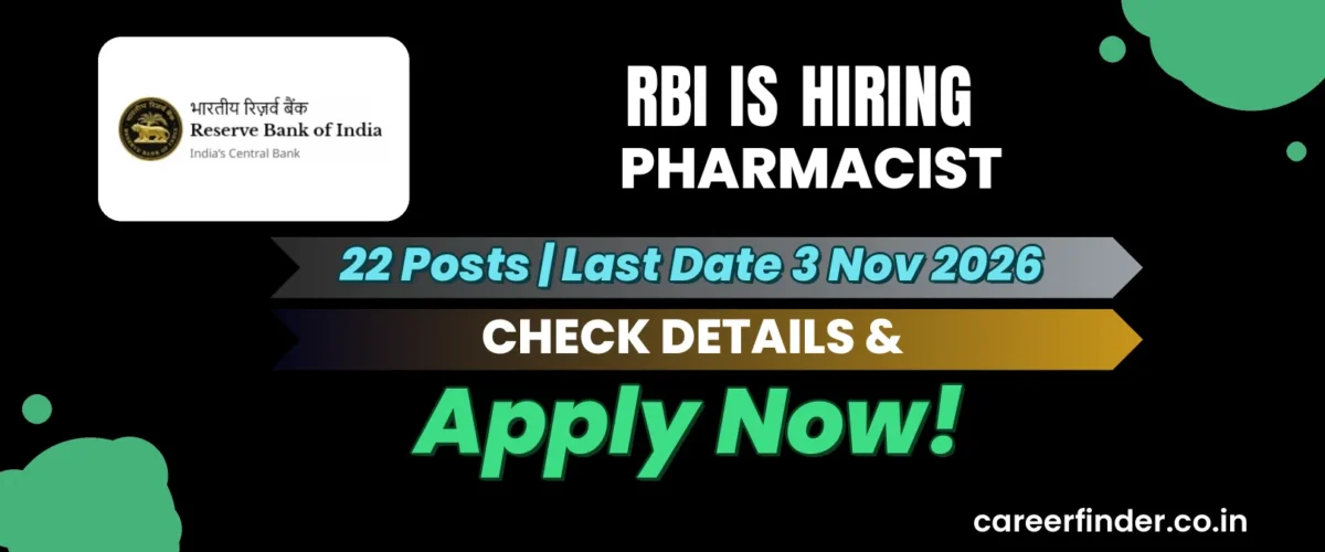 RBI Pharmacist Recruitment 2026 | 22 Posts | Last Date 3 Nov | Apply Now
