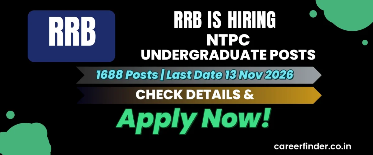 RRB NTPC Undergraduate Posts Recruitment 2026 | 1688 Posts | Apply Now