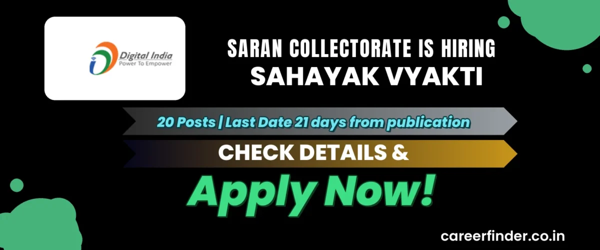 Saran Collectorate Sahayak Vyakti Recruitment 2026 | 20 Posts | Apply Now