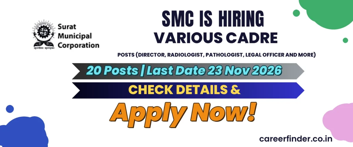 SMC Various Cadre Posts (Director, Radiologist, Pathologist, Legal Officer and More) Recruitment 2026 | 20 Posts | Apply Now
