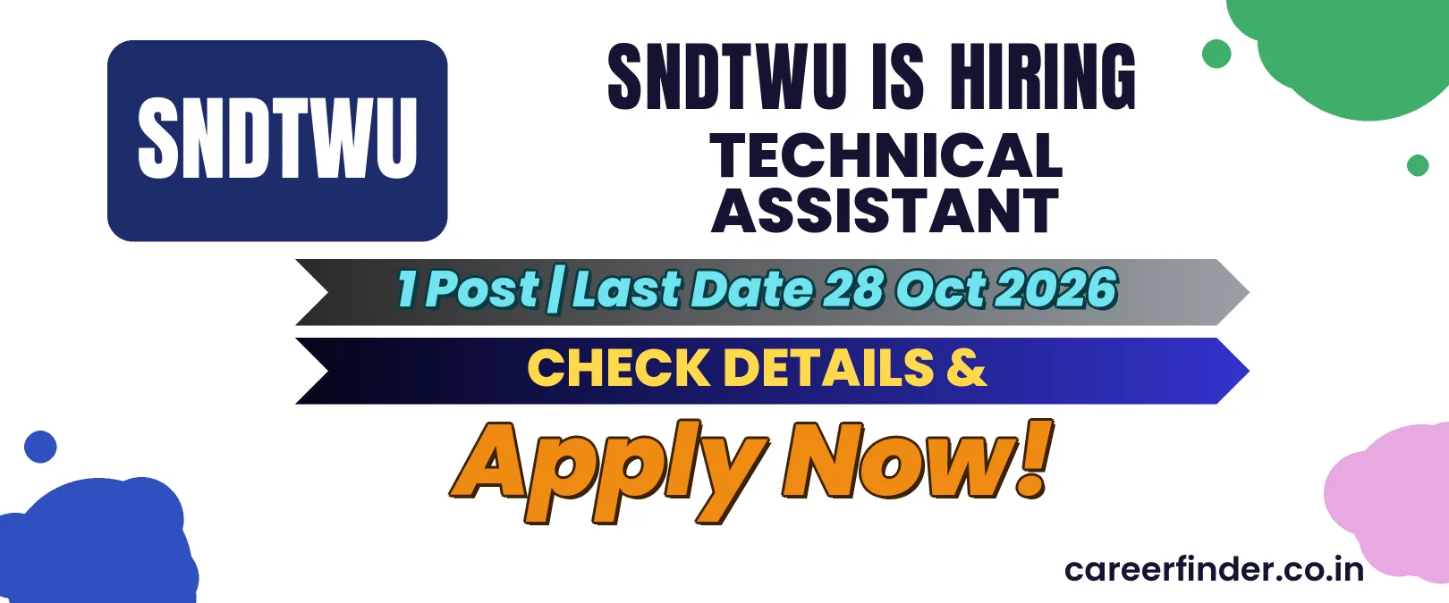 SNDTWU Technical Assistant Recruitment 2026 | 1 Post | Apply Now