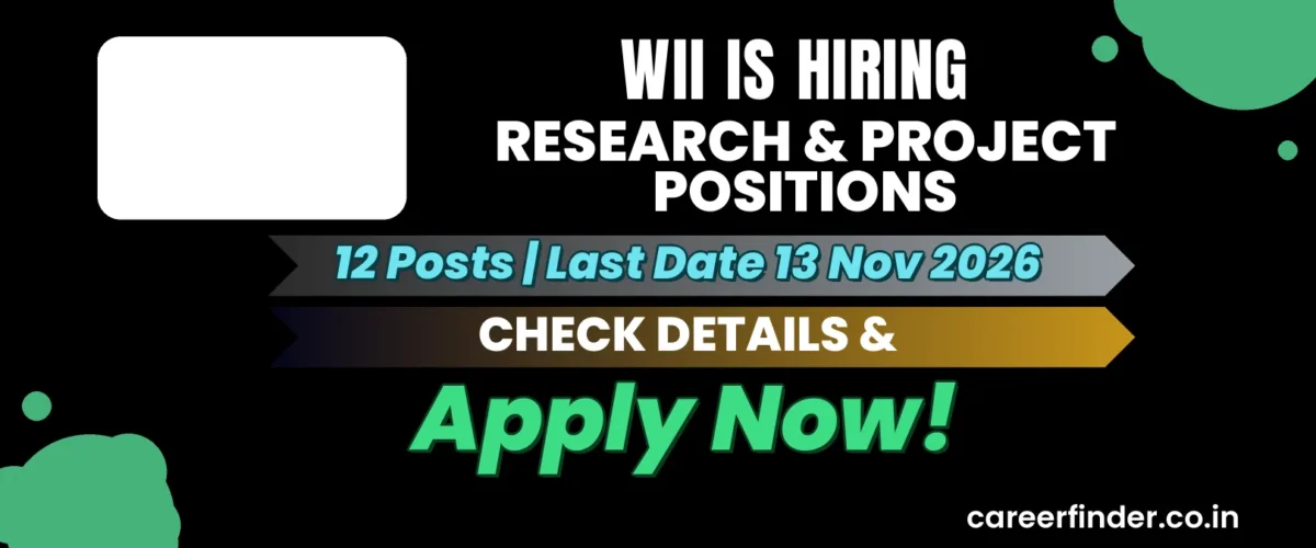 WII Research & Project Positions Recruitment 2026 | 12 Posts | Apply Now